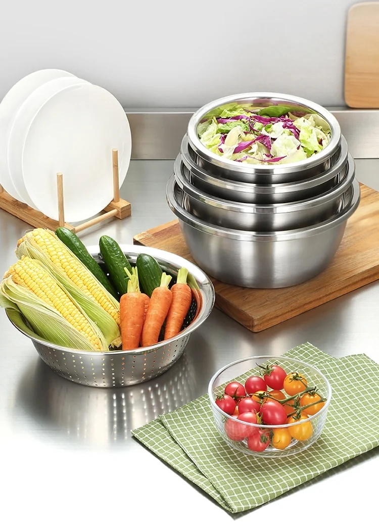 Cooker king stainless steel basin sieve five-piece CK-BXGP-05 multi-function large capacity thick detail image 9