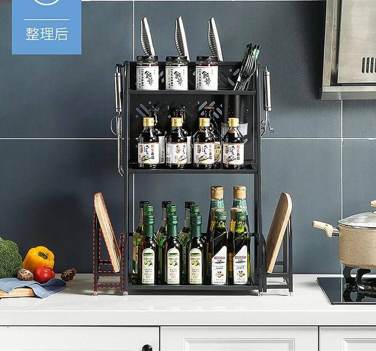 Cooking King Three-layer spice rack,Multifunctional storage,Beautiful and neat,Placement law,35*9.47*59.5cm detail image 4