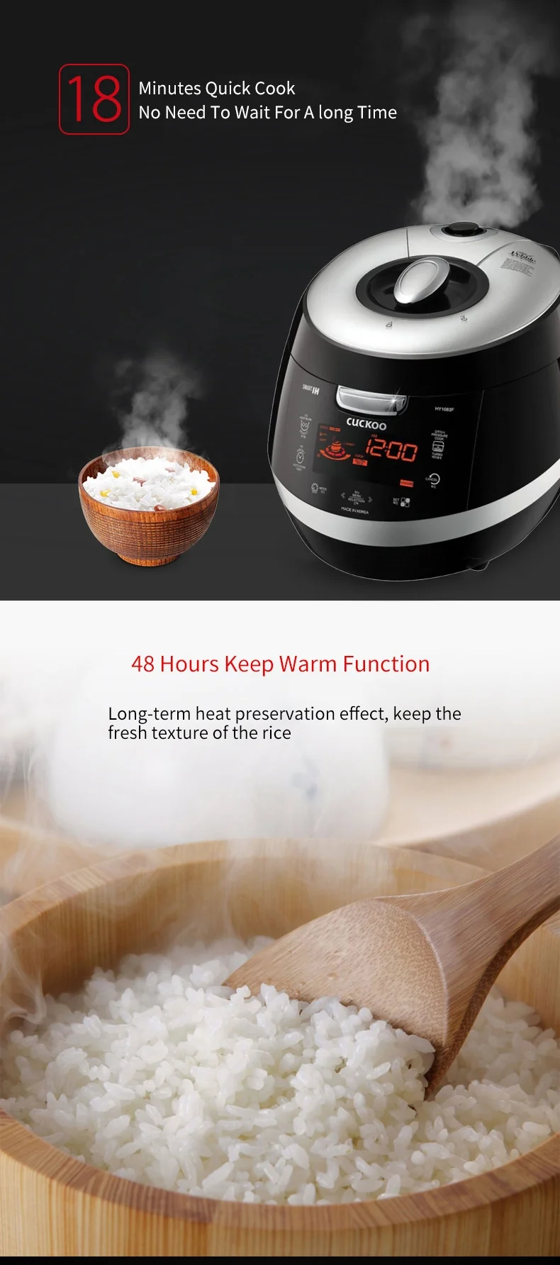 Cuckoo CRP-HY1083F Electric Pressure Rice Cooker 10 Cups Uncooked detail image 10