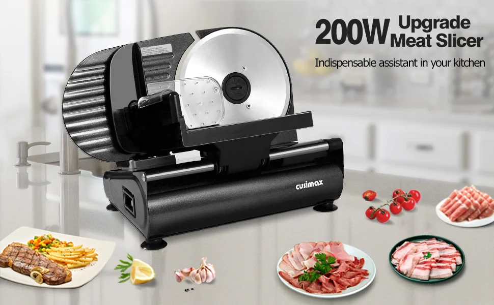 CUSIMAX Meat Slicer Electric Food Slicer Home Commercial Slicer Deli Cheese Fruit Vegetable Bread Knife CMFS-201 Dual Blade detail image 11