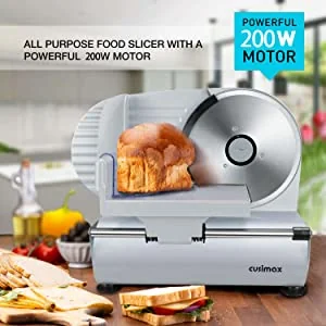 CUSIMAX Meat Slicer Electric Food Slicer Home Commercial Slicer Deli Cheese Fruit Vegetable Bread Knife CMFS-201 Dual Blade detail image 3