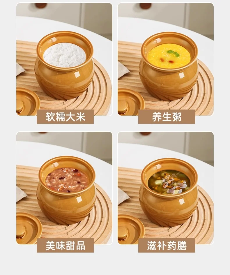 【中国直邮，时效8-20天】稻叮瓦罐炖盅 隔水炖一人食蒸蛋炖罐 带盖汤罐中式沙县小吃陶瓷煨汤汤盅 棕色瓦罐400毫升 1/2个装 detail image 8