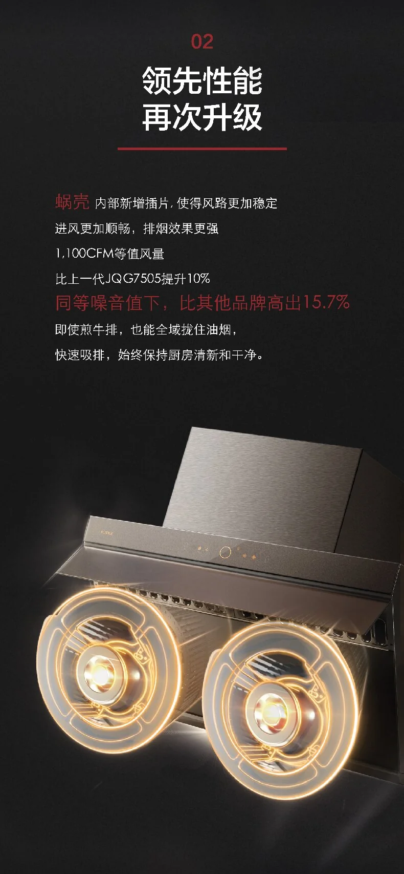 FOTILE方太 玥影系列-智能爆炒侧吸油烟机 JQG7507 家用大风量抽油烟机 30寸 detail image 3