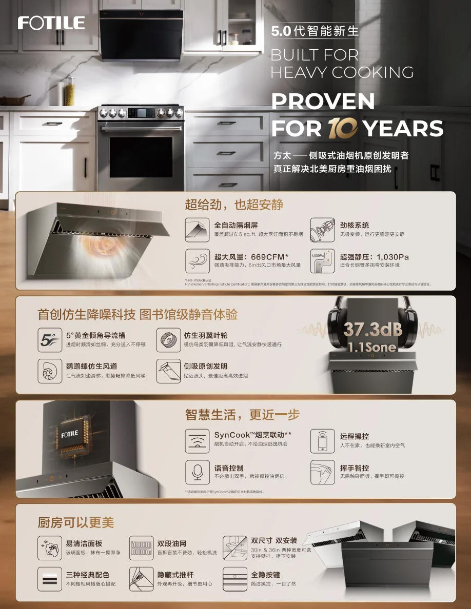 Fotile方太 智能家用抽油烟机JQG9015 挥手开关&触控1300CMF 详情图 1