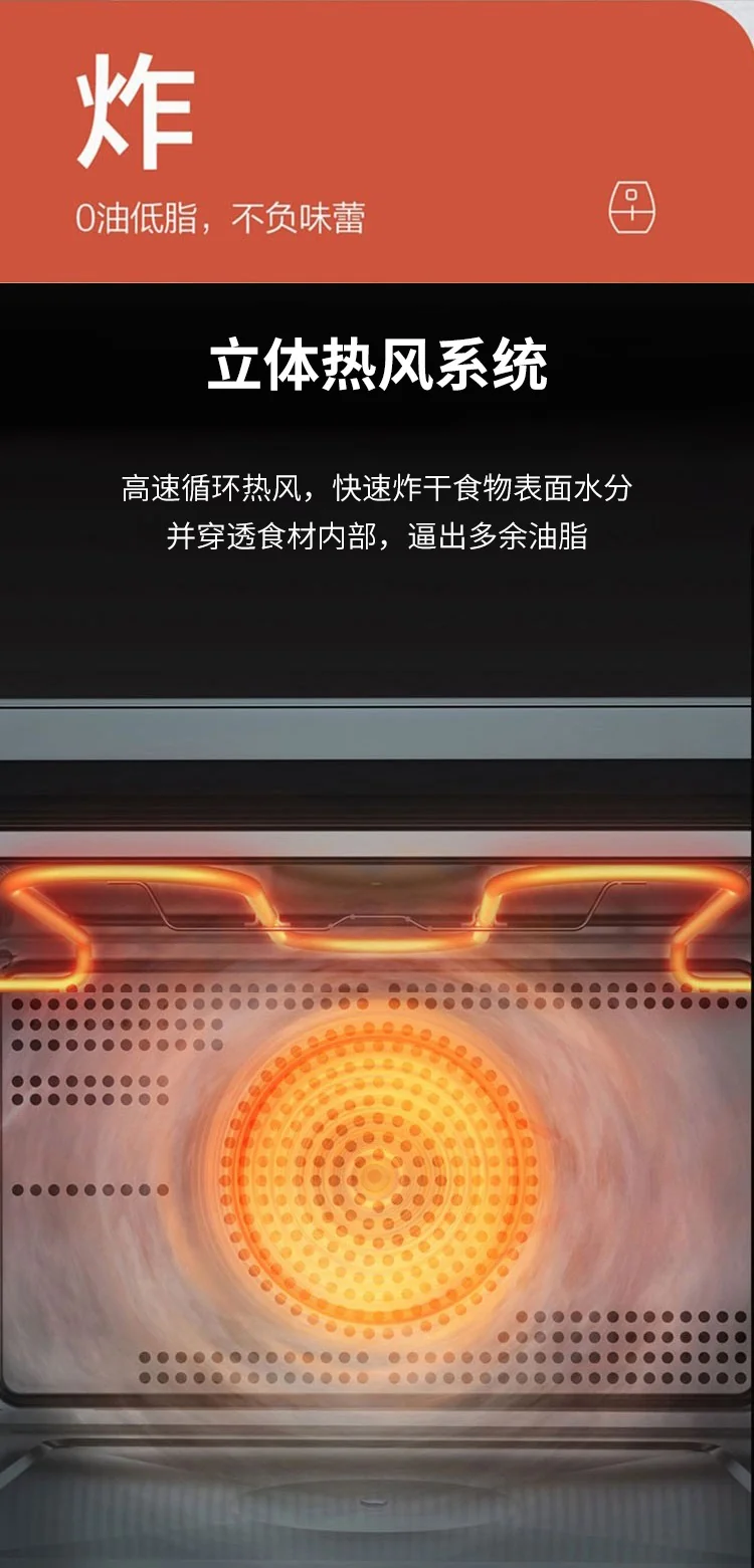 台式蒸烤箱内部结构展示 多层烤架设计提升烹饪效率