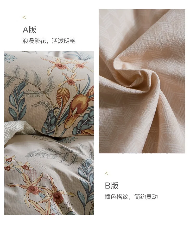 [Direct shipping from China, delivery time 8-20 days] FUANNA Bedding Set, 4-piece Brushed Fleece Set, "Magpie Dance in Jiangnan"/Standard/Yellow (Duvet cover 203*229cm) detail image 6