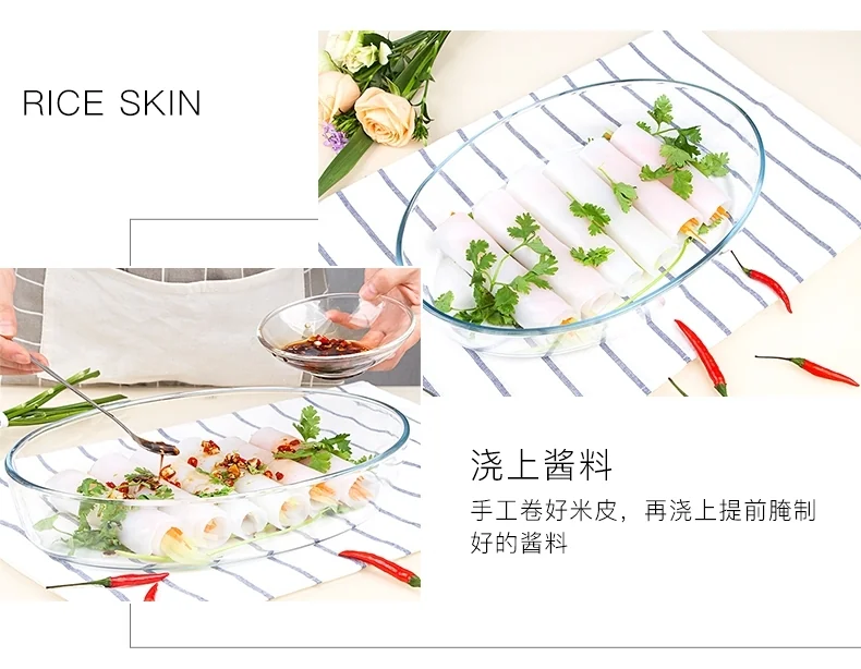 Finex tempered glass household baking tray For oven microwave refrigerator 2L capacity detail image 13