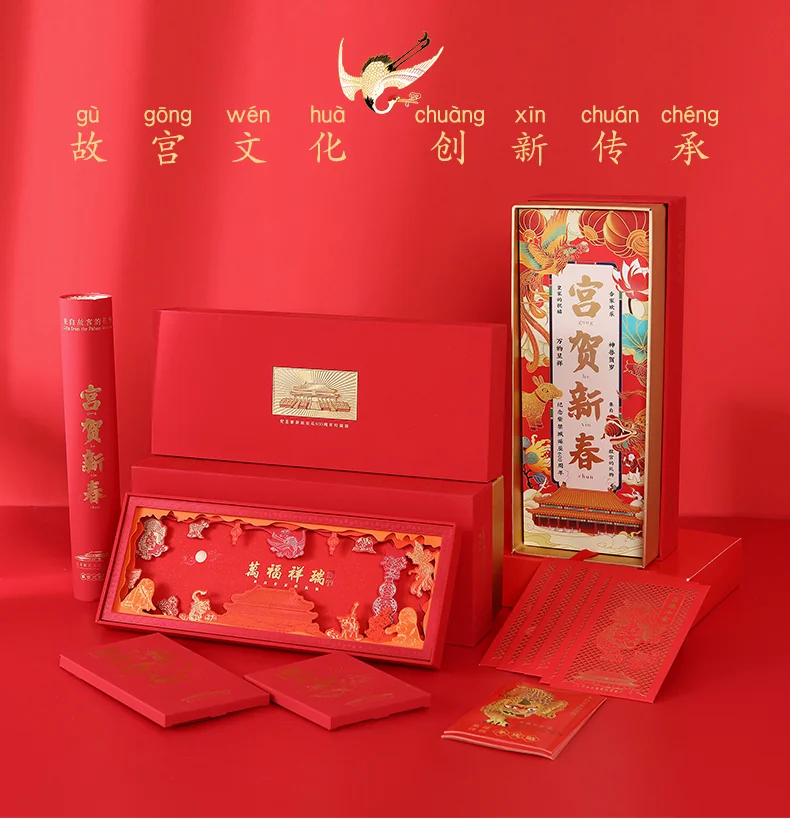 下架【中国直邮，时效10-15天】故宫文创故宫对联2025年春节家用新年创意过年春联福字高档礼盒套装定制 detail image 2