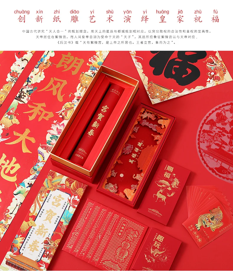 下架【中国直邮，时效10-15天】故宫文创故宫对联2025年春节家用新年创意过年春联福字高档礼盒套装定制 detail image 3