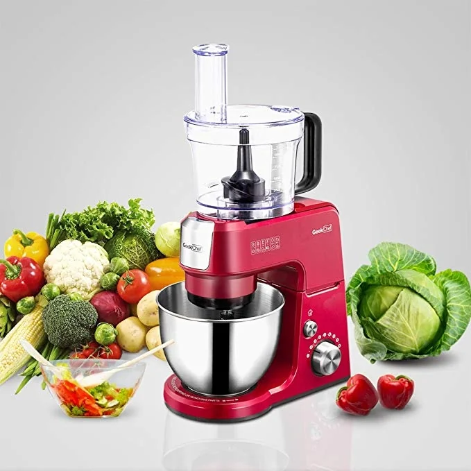 Geek Chef 2.5 Litre (L) / 2.6 quart (qt.) Mini Size 4-in-1 Die-cast Tilt Head Stand Mixer with 4 Power Outlets GM25 detail image 1