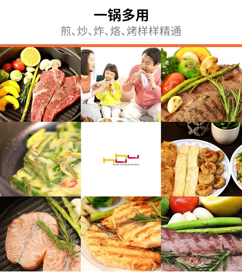 The HUHU Smokeless Rectangular Grill Pan KG961386  28cm detail image 3