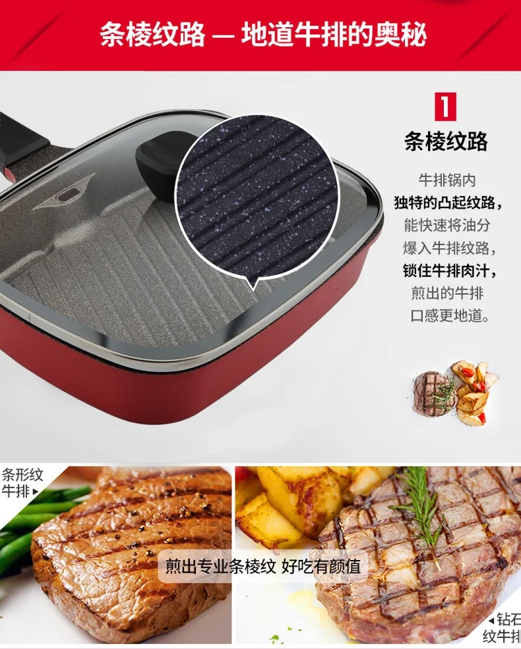 The HUHU Smokeless Rectangular Grill Pan KG961386  28cm detail image 5