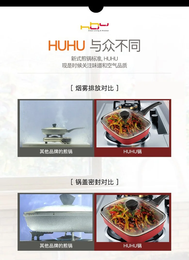 The HUHU Smokeless Rectangular Grill Pan KG961386  28cm detail image 7
