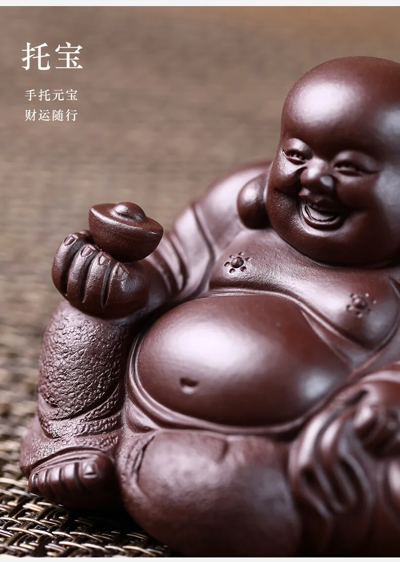 【China Direct Shipping, 10-15 days】Hongzhong Purple Clay Tea Pet Maitreya Buddha HZCC001 Superb and delicate Tea Table Ornament detail image 12