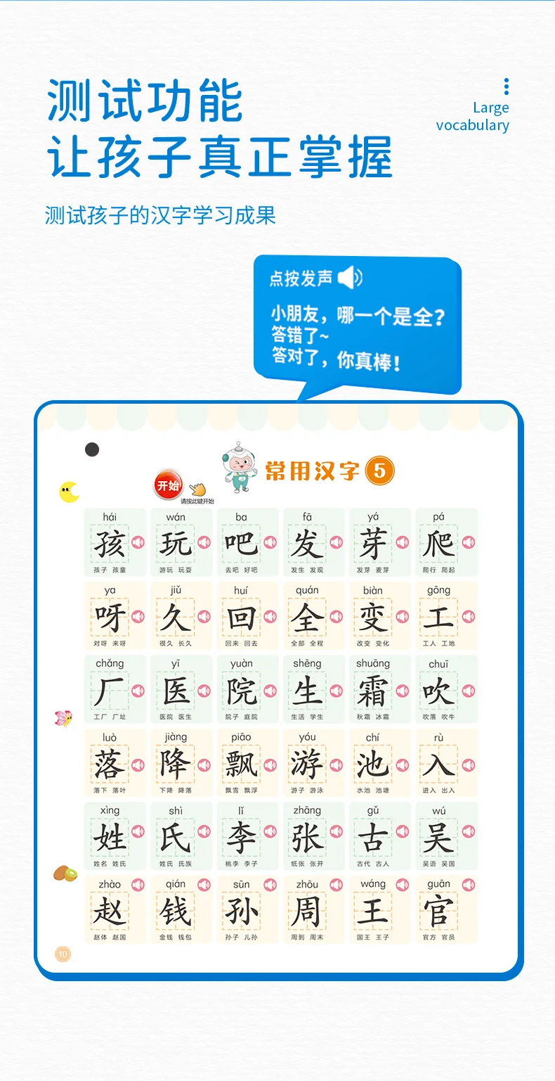 [Direct mail from China, delivery time is 10-15 days] Haiyue Fun Talk Literacy Book 1200 Characters Finger Reading HYTS001 (3-6 years old) detail image 10