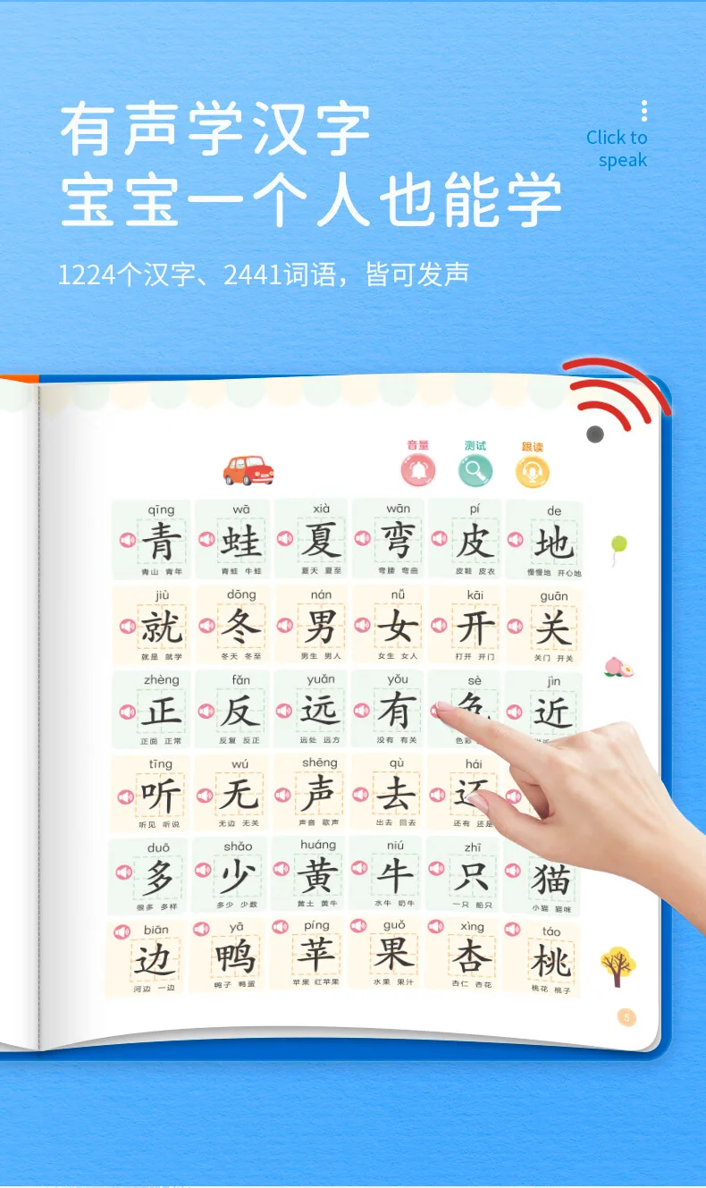 [Direct mail from China, delivery time is 10-15 days] Haiyue Fun Talk Literacy Book 1200 Characters Finger Reading HYTS001 (3-6 years old) detail image 5