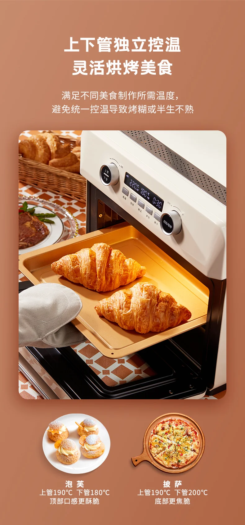 Air Fryer Toaster Oven, Hauswirt XL 25L Countertop Convection Oven Combo, Stainless Steel Retro White, 1200W, 10-in-1 Versatility detail image 13