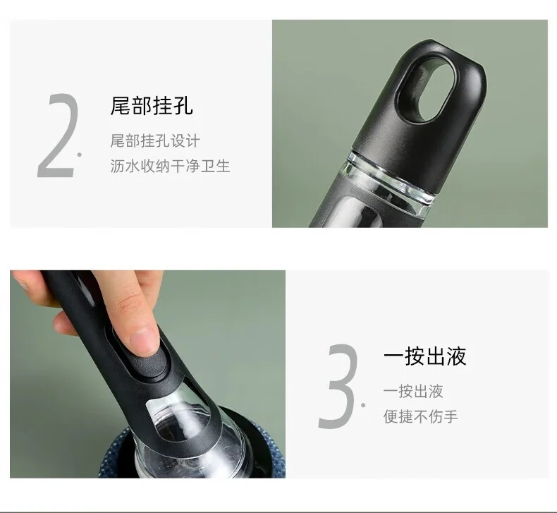 【中国直邮，时效8-20天】洁比世洗碗刷 洗锅神器 长柄家用厨房不粘手清洁锅刷 加液锅刷 共2个头 detail image 8