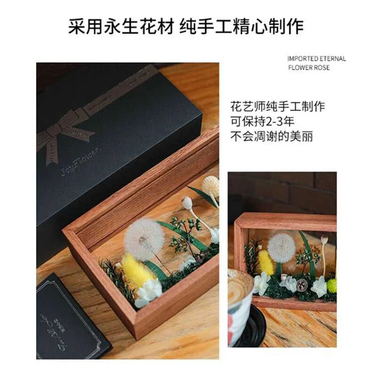 【Direct Shipping from China, Delivery in 8–20 Days】JoyFlower Preserved Dandelion Gift Box, Mother’s Day, Valentine’s Day, Birthday and Anniversary Gift, Green Dandelion Frame, Large detail image 2