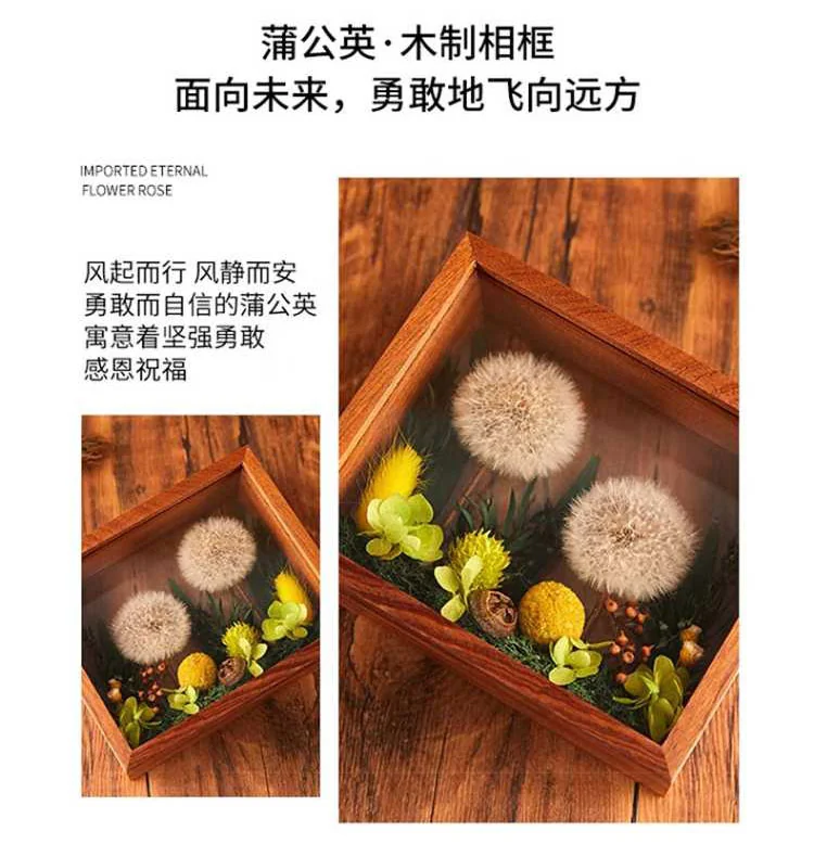 【Direct Shipping from China, Delivery in 8–20 Days】JoyFlower Preserved Dandelion Gift Box, Mother’s Day, Valentine’s Day, Birthday and Anniversary Gift, Green Dandelion Frame, Large detail image 3