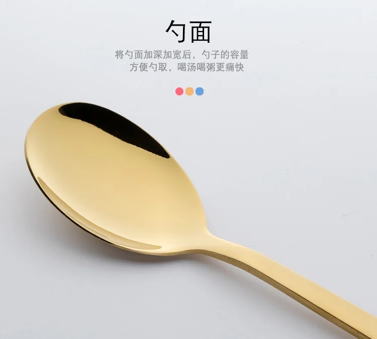 Pick up  Creative 304 stainless steel cutlery set chicken wing wooden chopsticks spoon fork gold set detail image 8