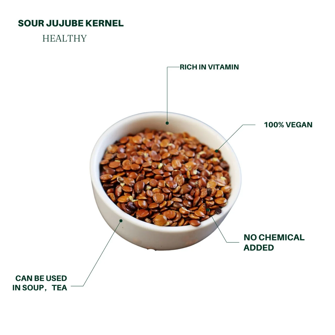 JiuLongTang Selected Roasted Imported Sour Jujube Seeds/Seminal Ziziphi Spinosae Sleep Support and Spleen Qi Nourishment 8oz detail image 3