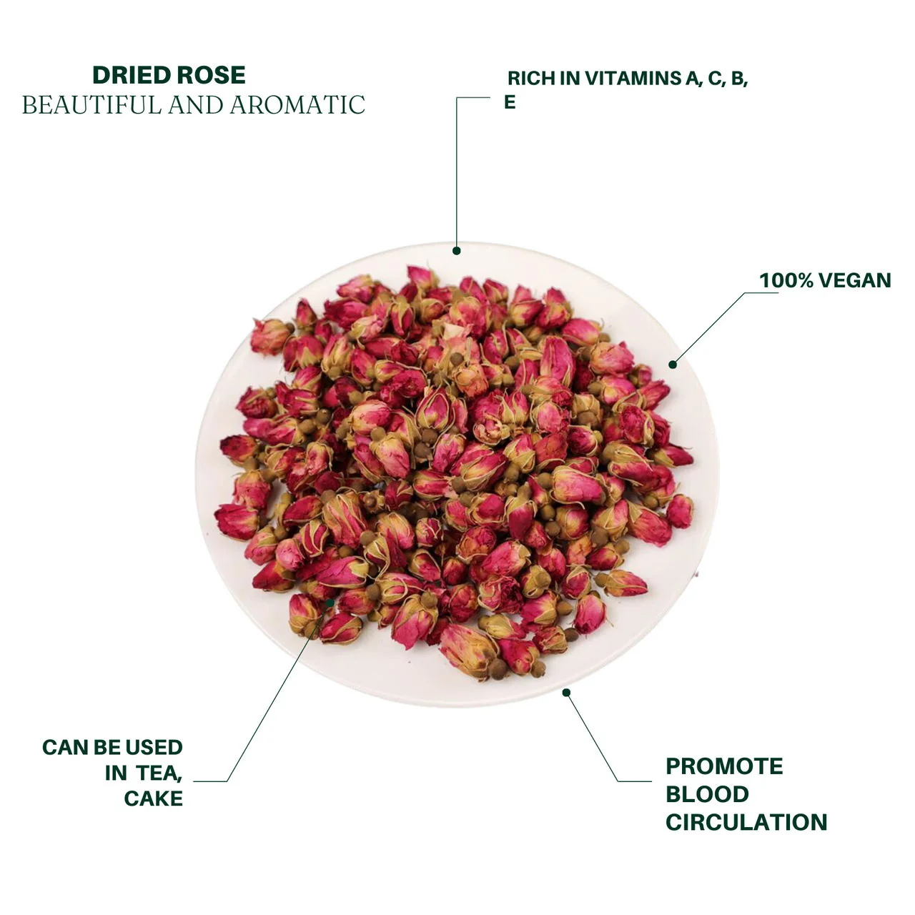 JiuLongTang Premium Large Rose Bud Tea 4oz detail image 2