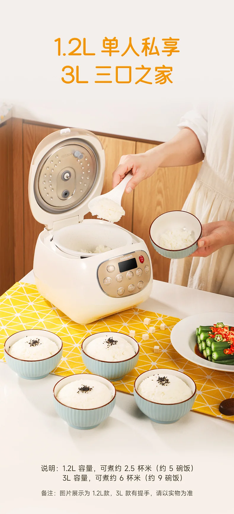 Joydeem Ceramic Rice Cooker DFB-C300 Non stick and Odorous All day Available for Reservation 3L detail image 9