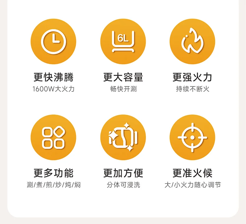 Joydeem速沸鸳鸯电火锅DHG-B600 分体式鸳鸯锅 家用电火锅 电煮锅 6L大容量 detail image 2