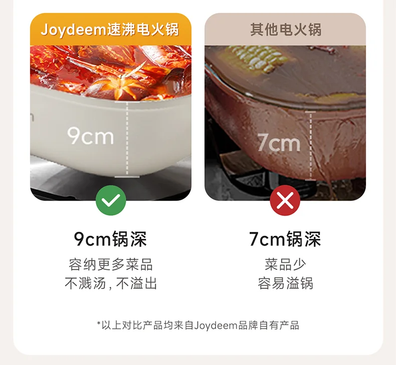 Joydeem速沸鸳鸯电火锅DHG-B600 分体式鸳鸯锅 家用电火锅 电煮锅 6L大容量 detail image 9