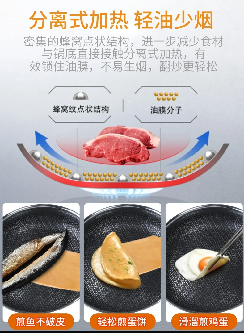 Joydeem Stainless steel frying panFPAN26, scratch proof and non-stick, Light oil and less smoke,26cm（10.2英寸） detail image 8