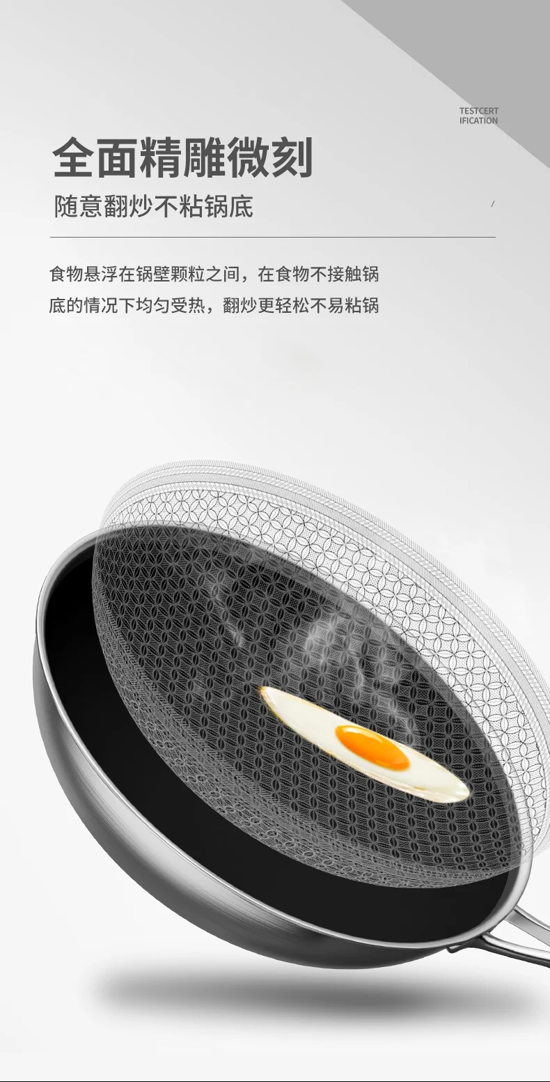 Joydeem 316 Stainless steel non-stick wok, light oil and less smoke, universal for gas induction cooker, 32cm（12.6inch） detail image 5
