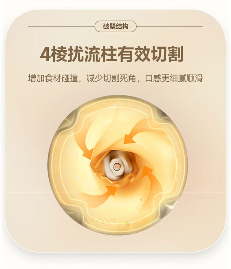 Joydeem JD-J03 低音破壁机扰流柱特写 - 有效切割食材 口感更细腻顺滑
