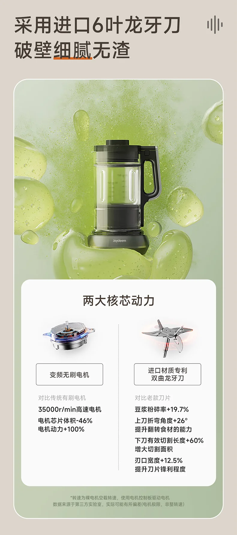 进口6叶龙牙刀片｜轻松粉碎坚果冰块｜破壁机刀头细节图