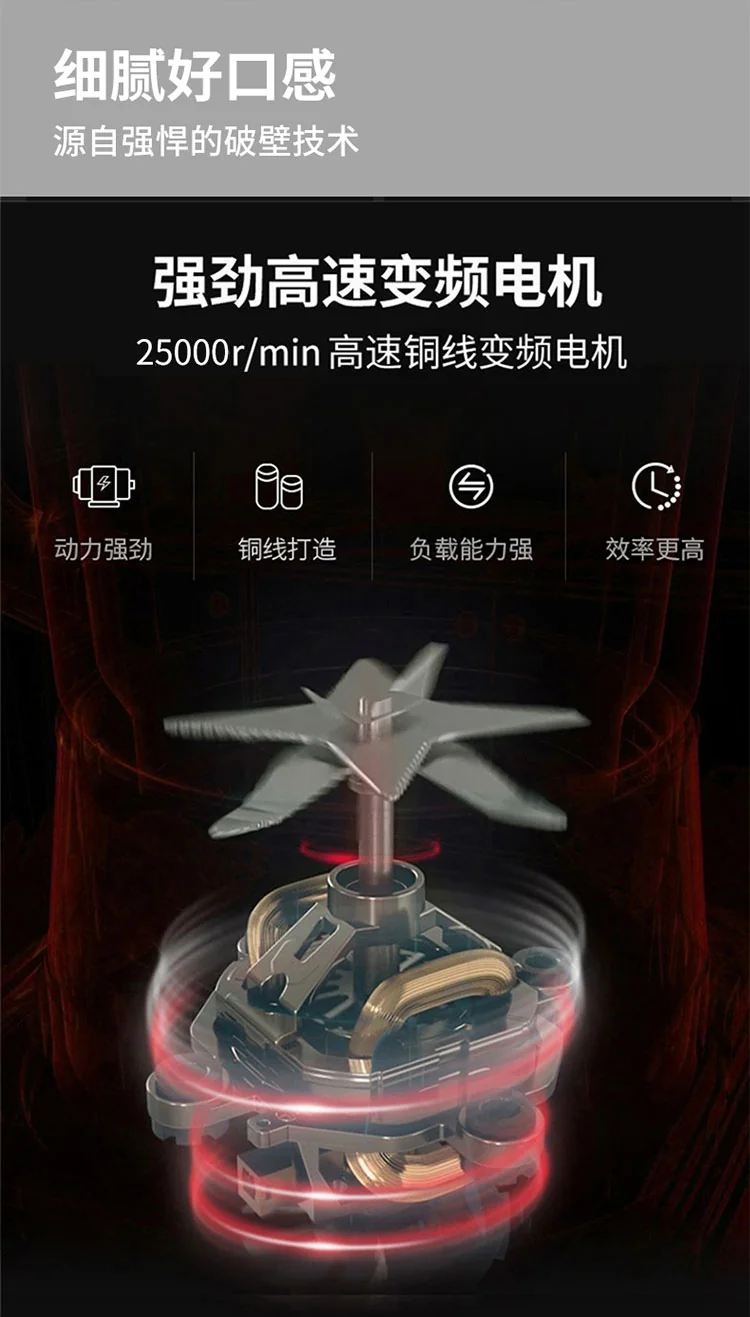 Joydeem JD-D16破壁机变频电机-25000转/分钟,动力强劲,高速破壁