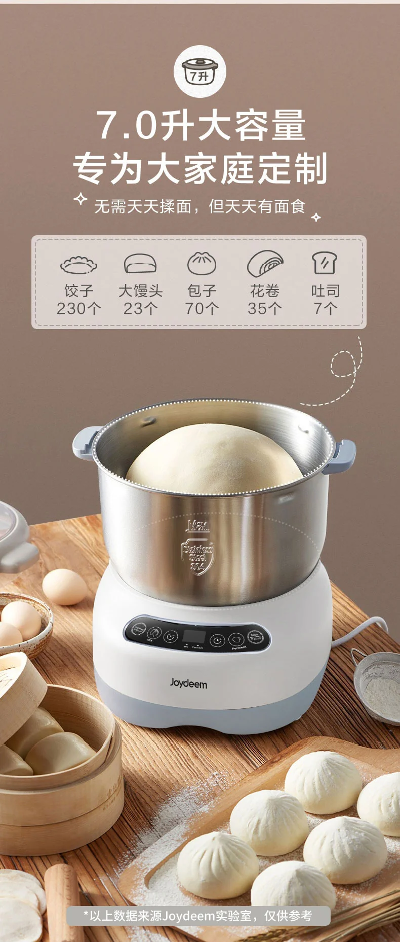 Joydeem 全自动家用和面机JD-HMJ7L 智能和面醒面 微电脑定时 7L 详情图 15
