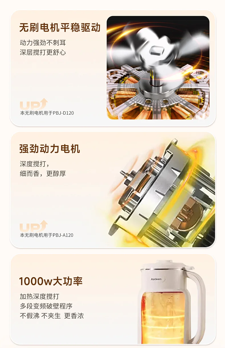 Joydeem 家用多功能豆浆机破壁机 坚果奶机 316L不锈钢内胆 无渣免滤 1.35L detail image 9