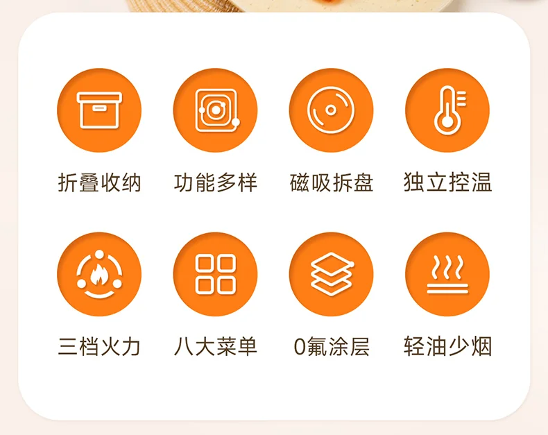 Joydeem 折叠涮烤一体锅  多功能料理锅电火锅烤锅电饼铛多用途电锅SKG-B430 detail image 2