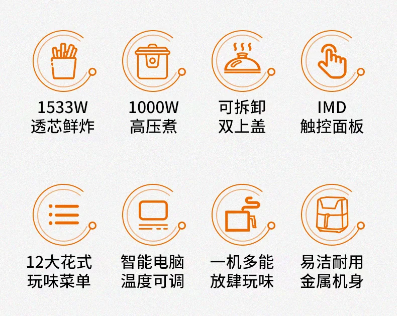 Joydeem Smart Air Fryer Pressure Cooker 2-in-1 YBW609H, multi-function, large capacity detail image 3