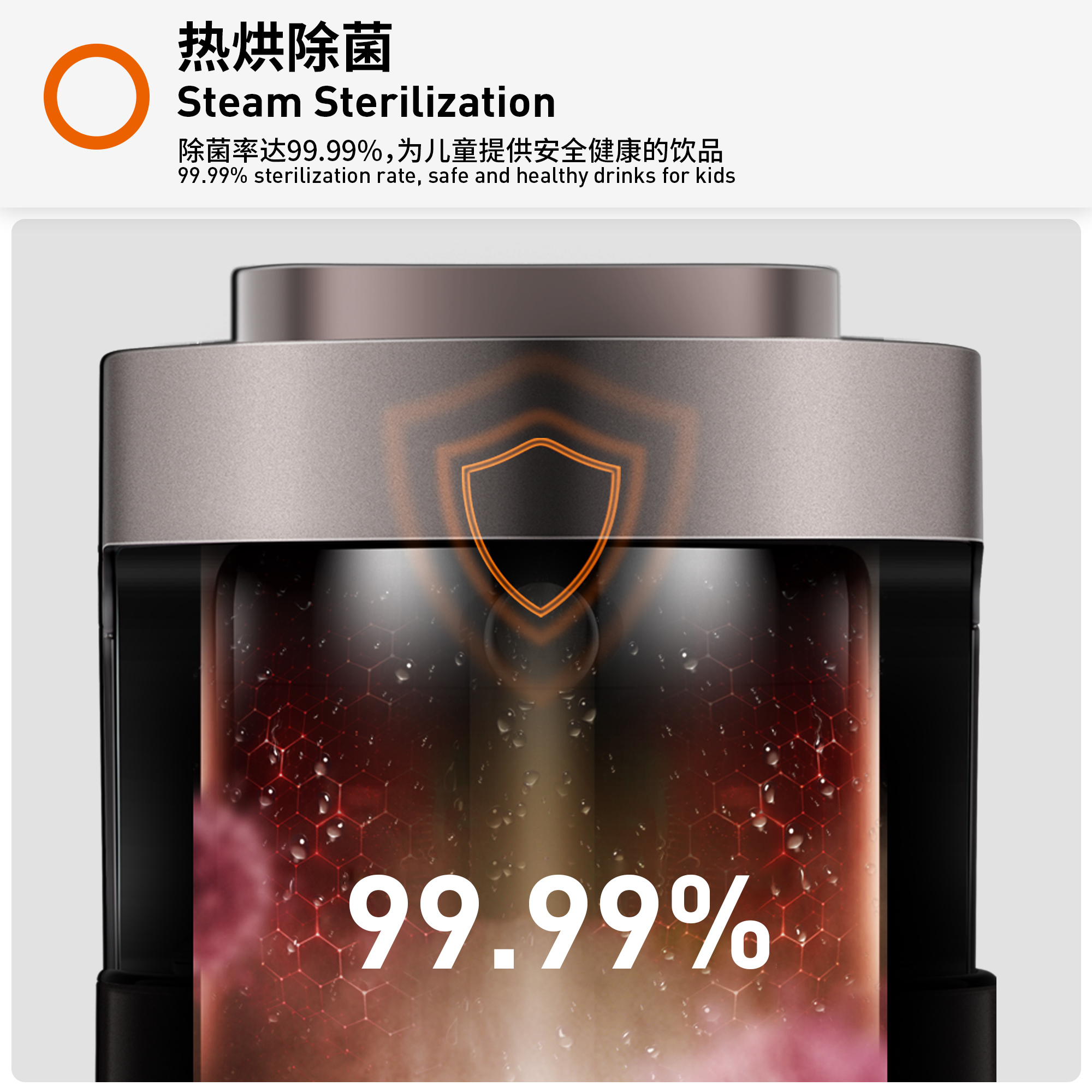 Joyoung自动清洗破壁机Y1可热烘除菌 - 除菌率达99.9%