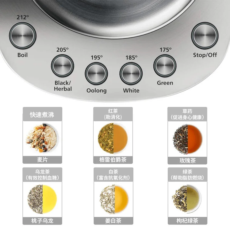 Buydeem Tea Maker K2423, German Schott Glass Electric Kettle, 316 Stainless Steel, Auto Keep Warm,1.2L detail image 2
