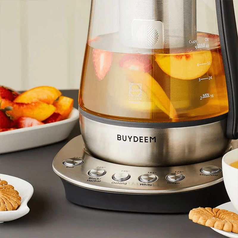 Buydeem Tea Maker K2423, German Schott Glass Electric Kettle, 316 Stainless Steel, Auto Keep Warm,1.2L detail image 6