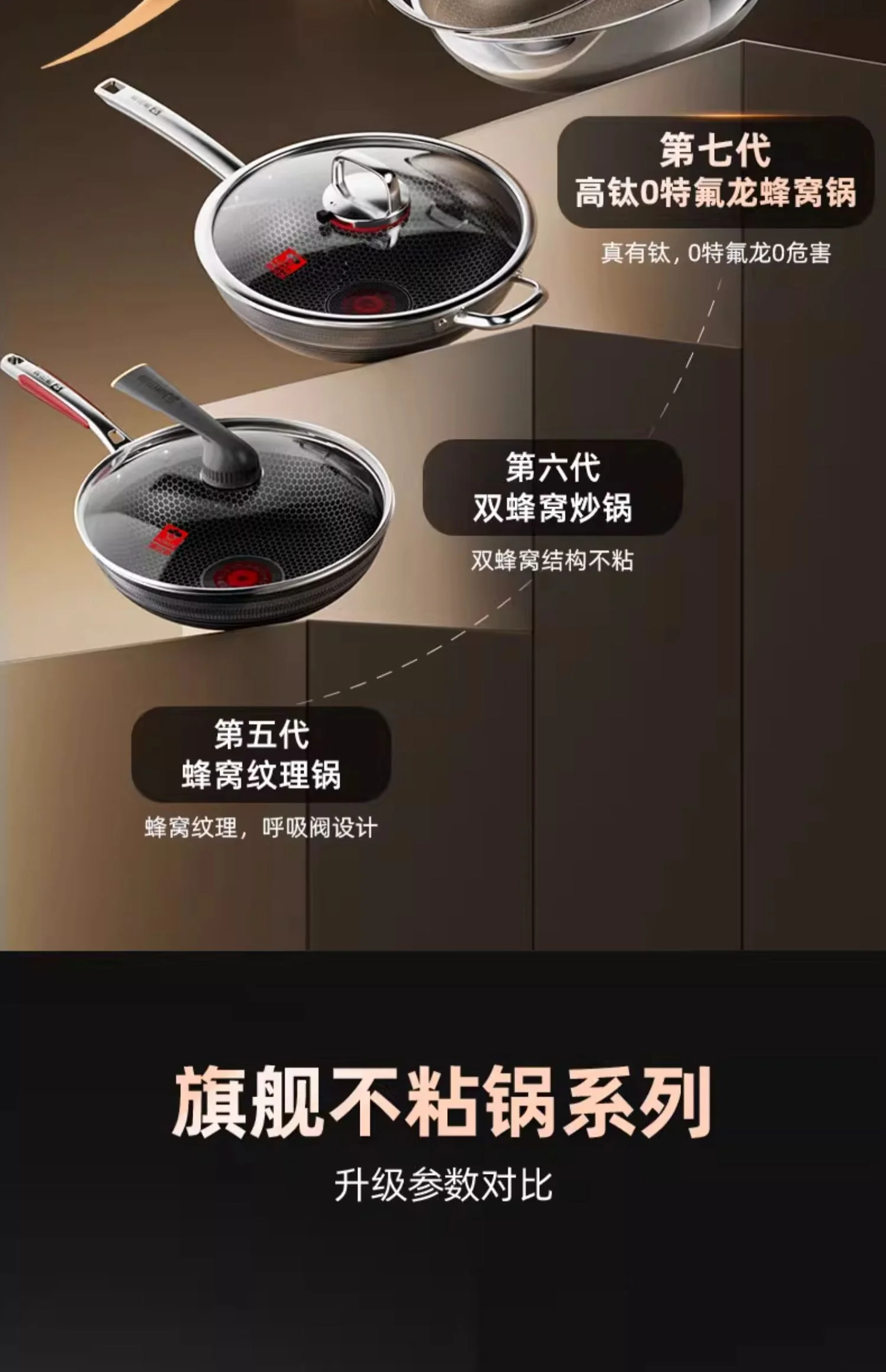 康巴赫第七代真钛蜂窝锅家用炒锅不锈钢不粘锅炒菜锅 34CM detail image 6