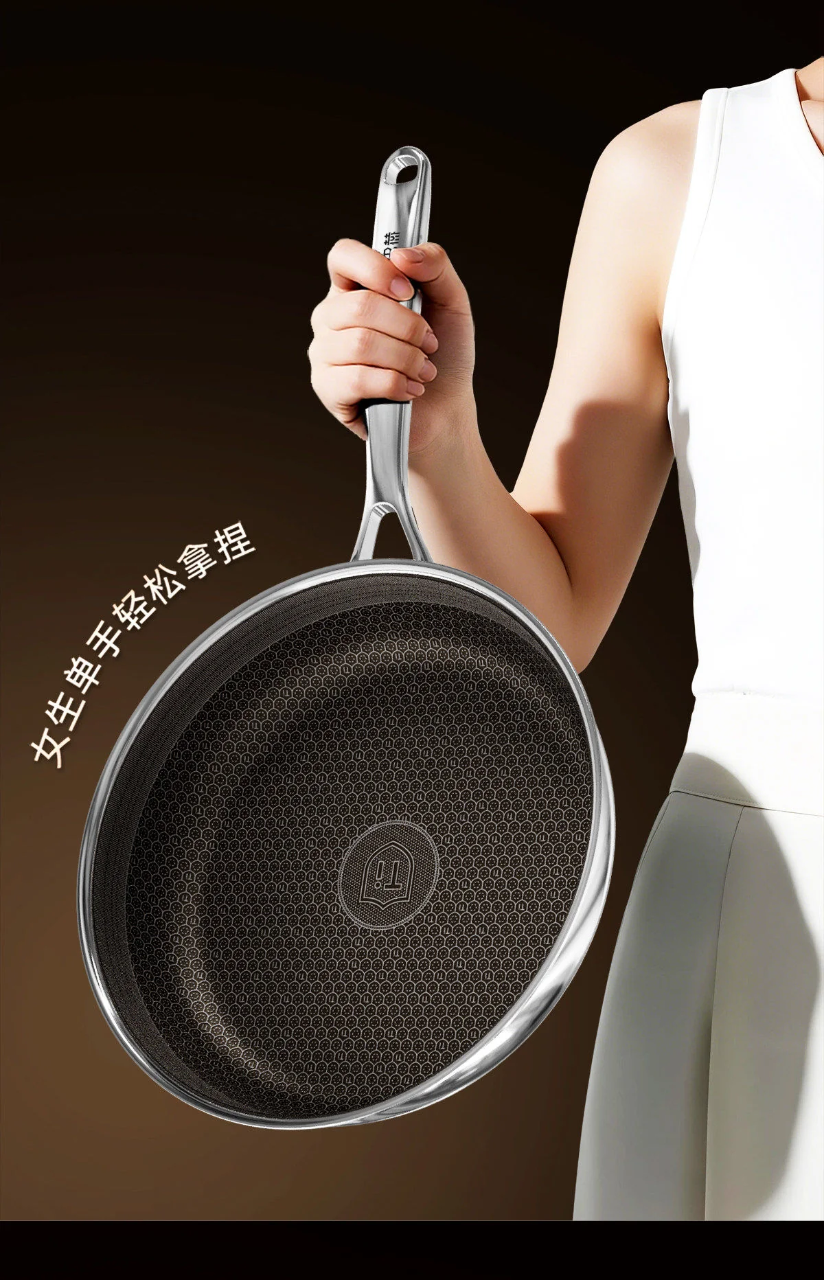 康巴赫第七代真钛蜂窝锅家用0氟炒锅不锈钢不粘锅煎锅 28CM detail image 13