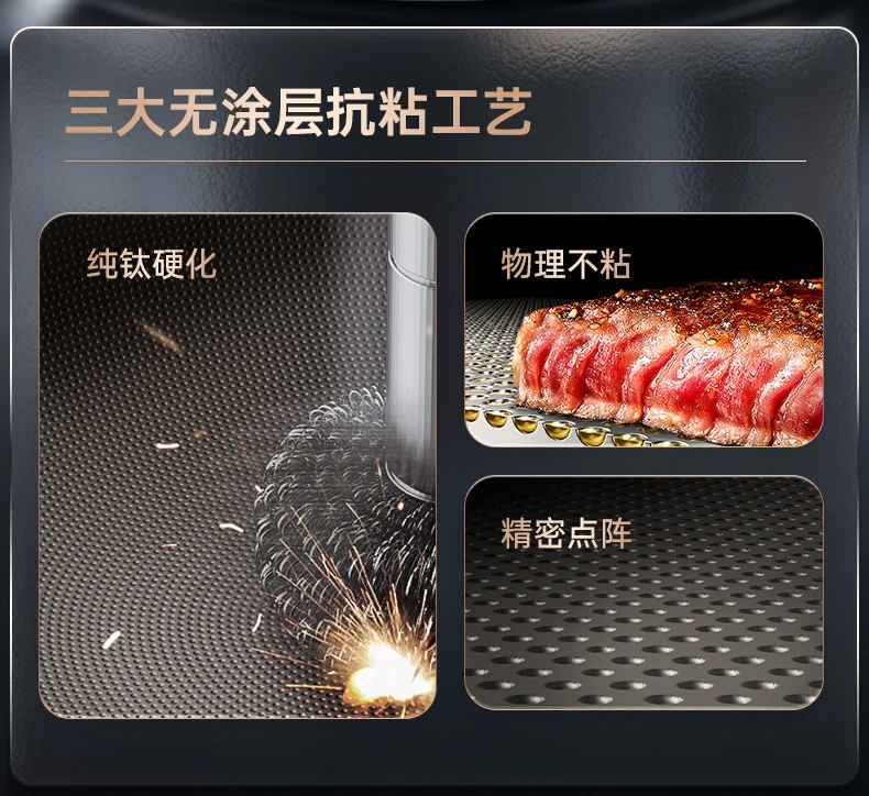 康巴赫 炒锅 无涂层钛不粘锅家用少油烟平底炒菜锅电磁炉明火通用 新品无涂层钛不粘锅 32cm detail image 2