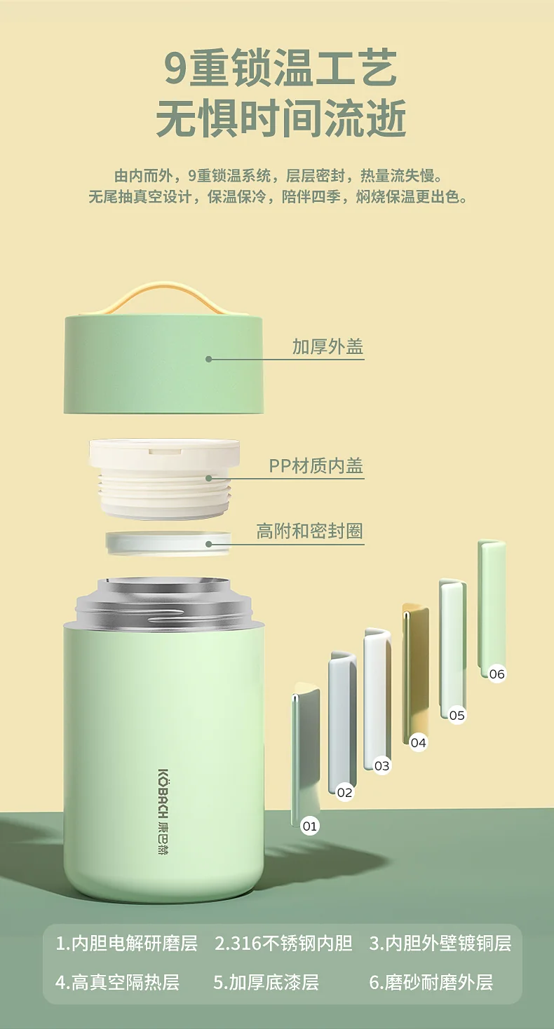【售罄不再补货】康巴赫316不锈钢焖烧壶 真空密封防漏保温杯-草莓粉 1000ml detail image 7