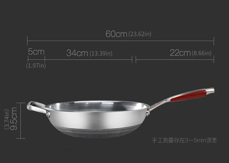 康巴赫 蜂巢316L复合不锈钢炒锅 复合双面屏 少油不粘32cm-34CM detail image 17