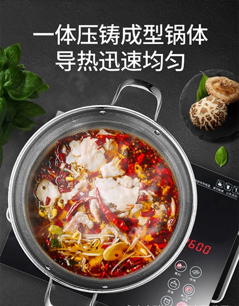 LeKITCHEN, 304 stainless steel double ear non-stick wok, household with lid, universal for gas induction cooker, 36/38cm detail image 9
