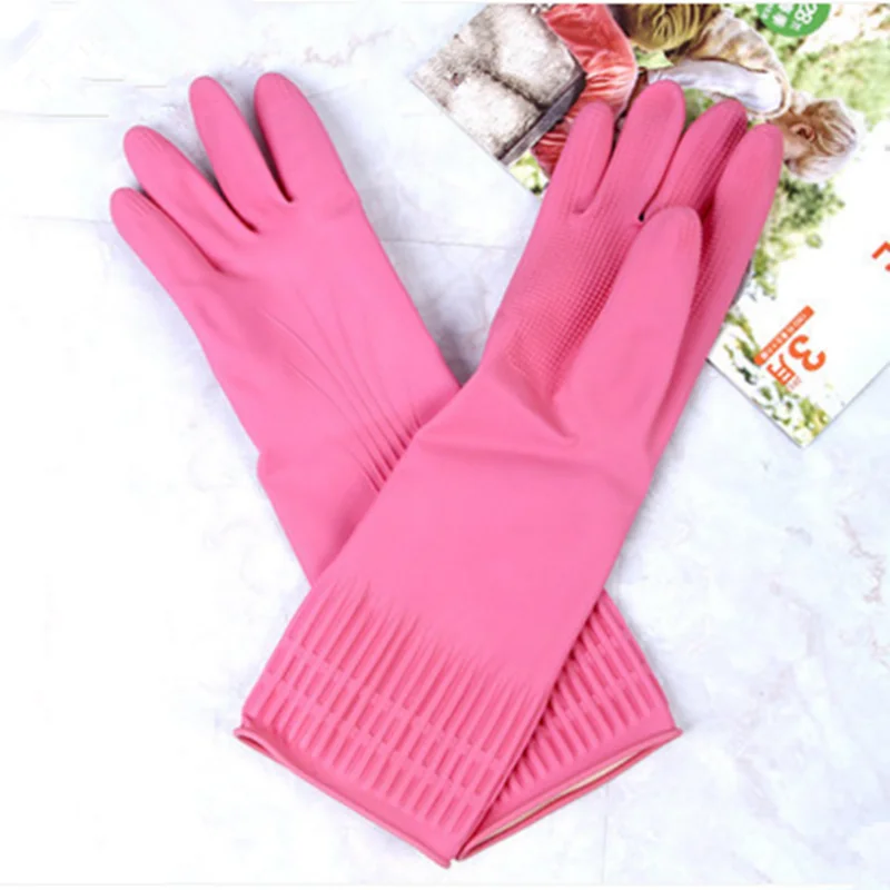 Lock & Lock ETM801P 100% Natural Rubber Gloves  Large Pink 39cm detail image 1