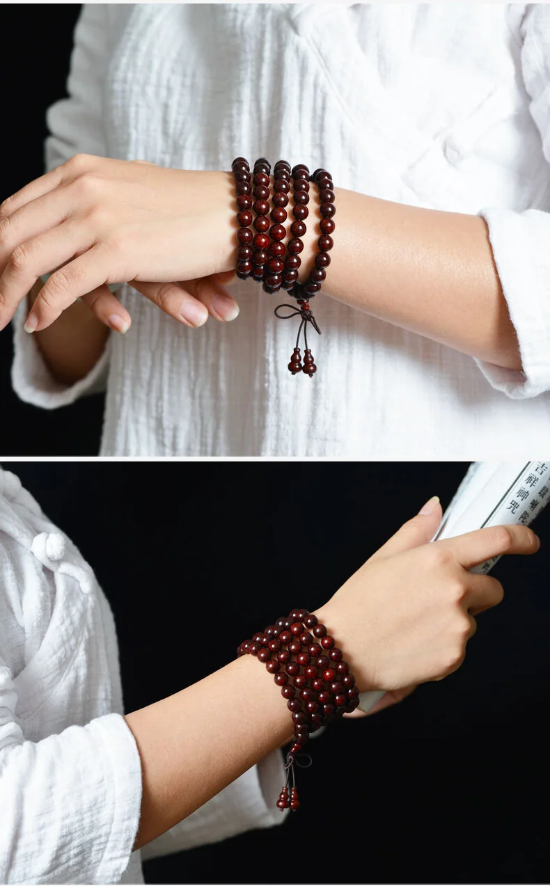 [Direct mail from China, delivery time is 10-15 days] Longyin Authentic Small Leaf Red Sandalwood Bracelets for Men and Women with Buddha Beads Playing Bracelets LYJX001 (108 pieces) detail image 10